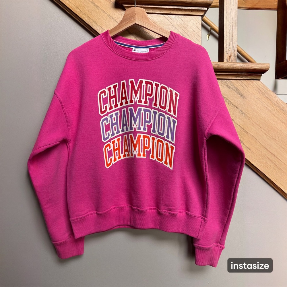 Champion Authentic Athleticwear Pink Crewneck Sweatshirt Womens Size S Logo‎